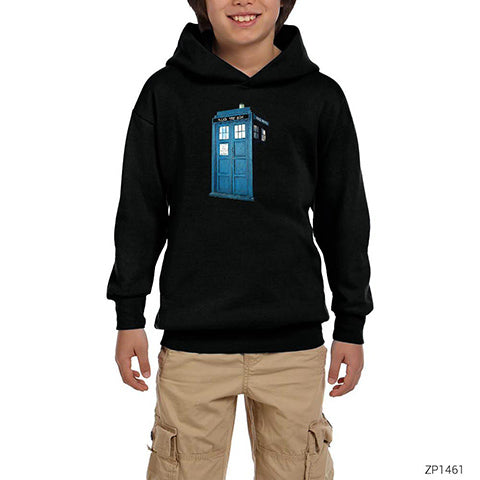 Doctor Who Tardis Siyah Çocuk Kapşonlu Sweatshirt