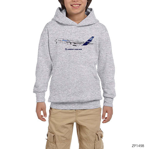 Airbus A380 Gri Çocuk Kapşonlu Sweatshirt