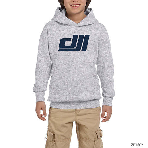 DJI Gri Çocuk Kapşonlu Sweatshirt