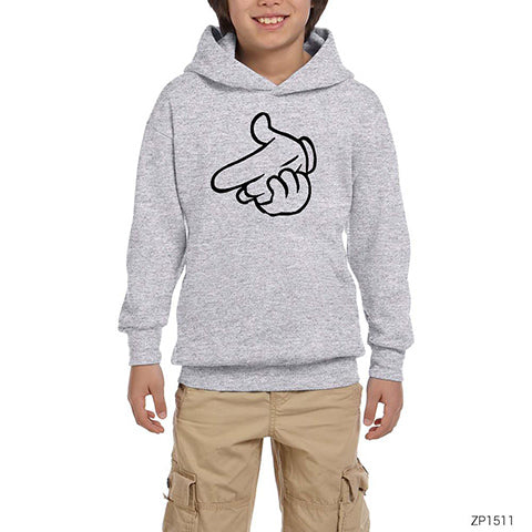 Finger Point Gri Çocuk Kapşonlu Sweatshirt