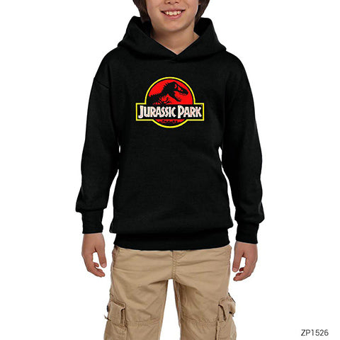 Jurassic Park Classic Siyah Çocuk Kapşonlu Sweatshirt