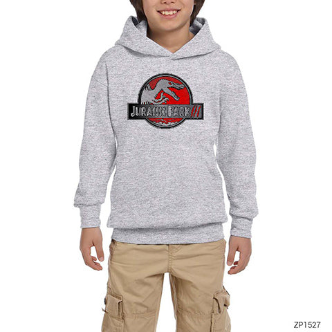 Jurassic Park Claw Gri Çocuk Kapşonlu Sweatshirt