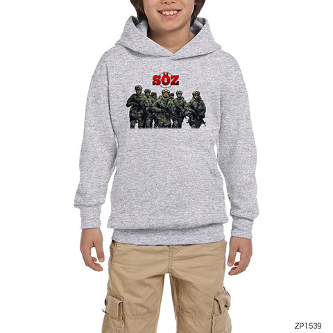 Söz Operasyon Gri Çocuk Kapşonlu Sweatshirt