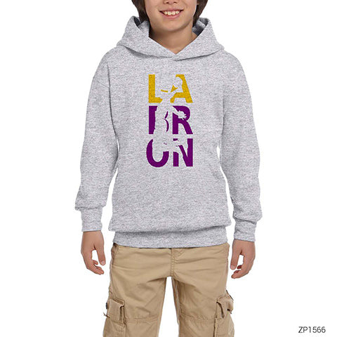 Lebron James Lakers Gri Çocuk Kapşonlu Sweatshirt