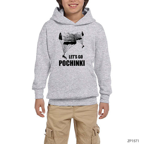 PUBG Lets go Pochinki Gri Çocuk Kapşonlu Sweatshirt