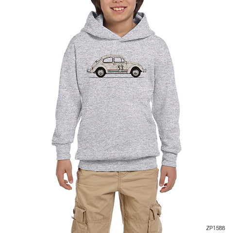 Volkswagen The Beetle 53 Gri Çocuk Kapşonlu Sweatshirt