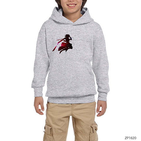 Attack on Titan Mikasa Gri Çocuk Kapşonlu Sweatshirt