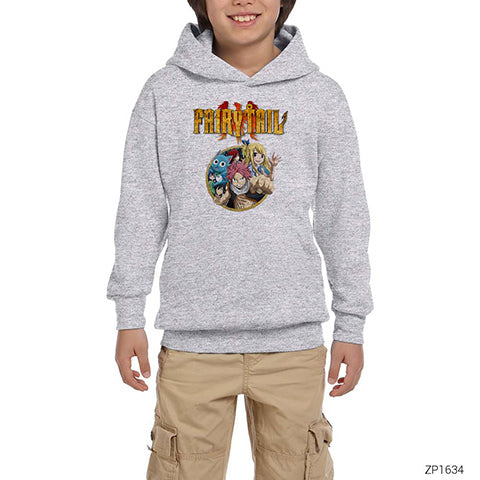 Fairy Tail Team Gri Çocuk Kapşonlu Sweatshirt