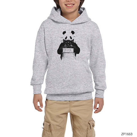 Panda Bad Gri Çocuk Kapşonlu Sweatshirt