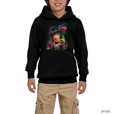 Jimi Hendrix Siyah Çocuk Kapşonlu Sweatshirt