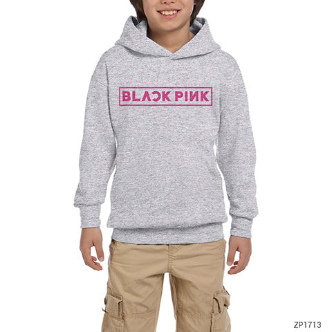 Blackpink Gri Çocuk Kapşonlu Sweatshirt