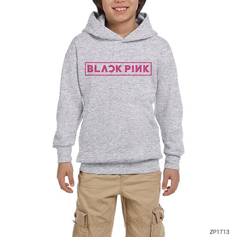 Blackpink Gri Çocuk Kapşonlu Sweatshirt