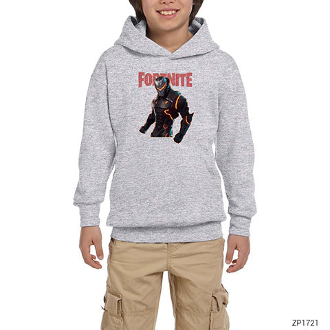 Fortnite Omega Skin Gri Çocuk Kapşonlu Sweatshirt