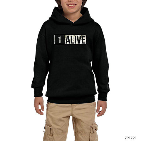 PUBG 1 Alive Siyah Çocuk Kapşonlu Sweatshirt