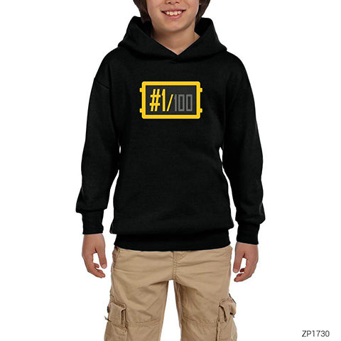 PUBG 100 to 1 Siyah Çocuk Kapşonlu Sweatshirt