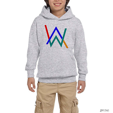 Alan Walker Colored Gri Çocuk Kapşonlu Sweatshirt