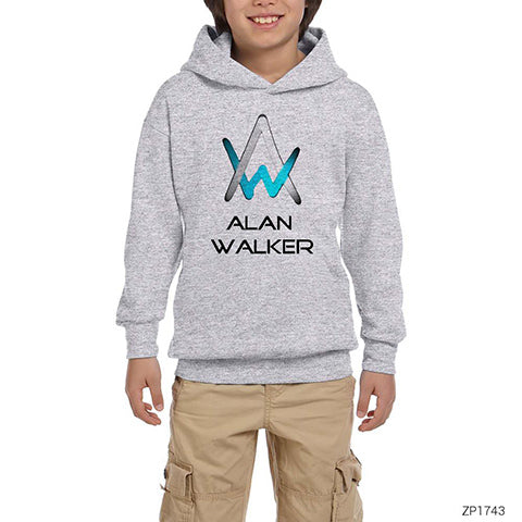 Alan Walker Softly Gri Çocuk Kapşonlu Sweatshirt