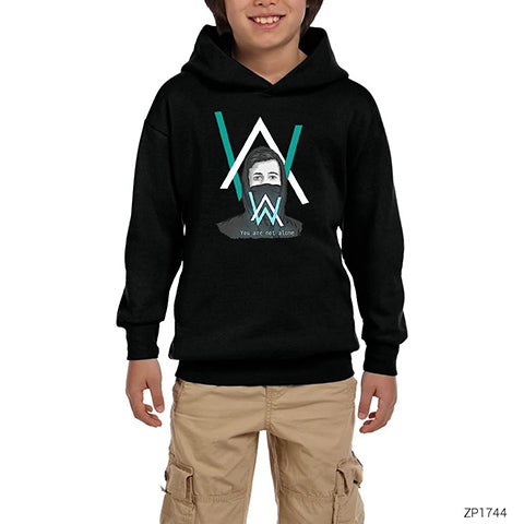 Alan Walker You are Not Alone Siyah Çocuk Kapşonlu Sweatshirt