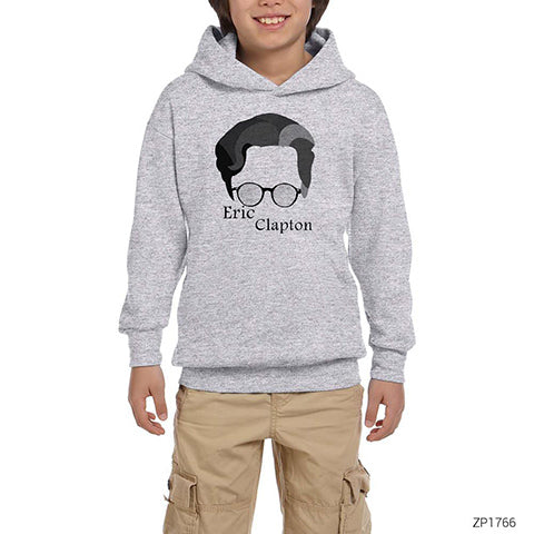 Eric Clapton Face Gri Çocuk Kapşonlu Sweatshirt