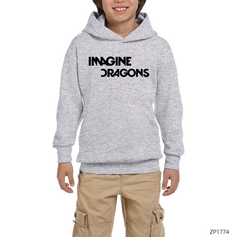 Imagine Dragons Logo Gri Çocuk Kapşonlu Sweatshirt