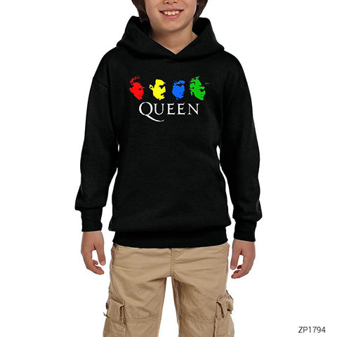 Queen Colored Siyah Çocuk Kapşonlu Sweatshirt