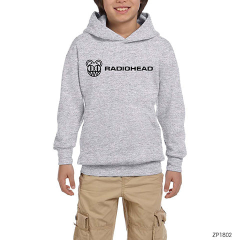 Radiohead Logo Gri Çocuk Kapşonlu Sweatshirt