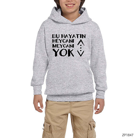 Gazapizm Heycanı Meycanı Yok Gri Çocuk Kapşonlu Sweatshirt