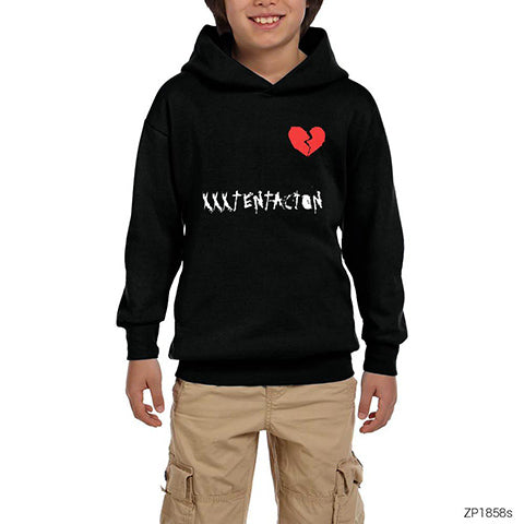 XXX Tentection Broken Hearth 2 Siyah Çocuk Kapşonlu Sweatshirt