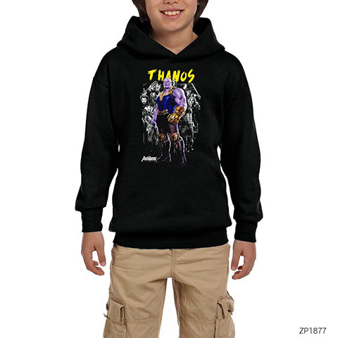 Avengers Thanos Siyah Çocuk Kapşonlu Sweatshirt