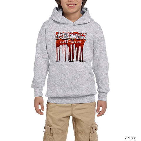 Dexter Blood Never Lies Gri Çocuk Kapşonlu Sweatshirt