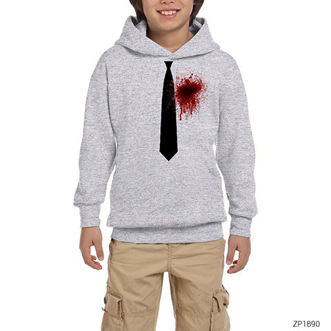 Dexter Blood Tie Gri Çocuk Kapşonlu Sweatshirt