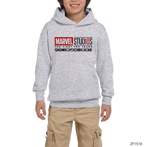 Marvel Studios 10 Year Gri Çocuk Kapşonlu Sweatshirt