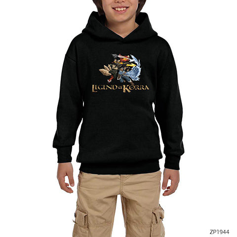 Avatar Legend of Korra Siyah Çocuk Kapşonlu Sweatshirt