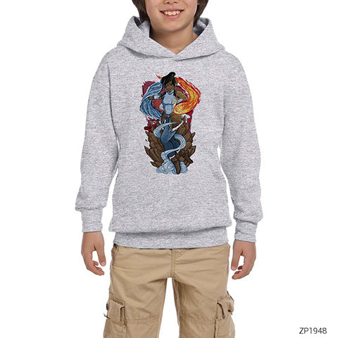 Avatar Of The Water Tribe Gri Çocuk Kapşonlu Sweatshirt