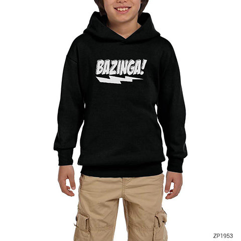 Bazinga Lighting Siyah Çocuk Kapşonlu Sweatshirt