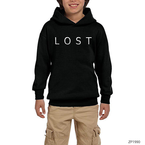 Lost Official Logo Siyah Çocuk Kapşonlu Sweatshirt