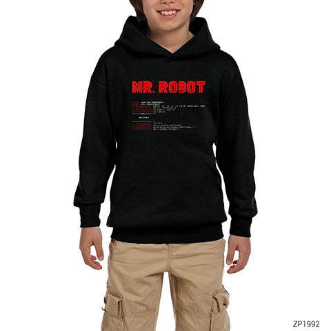 Mr Robot Console Siyah Çocuk Kapşonlu Sweatshirt