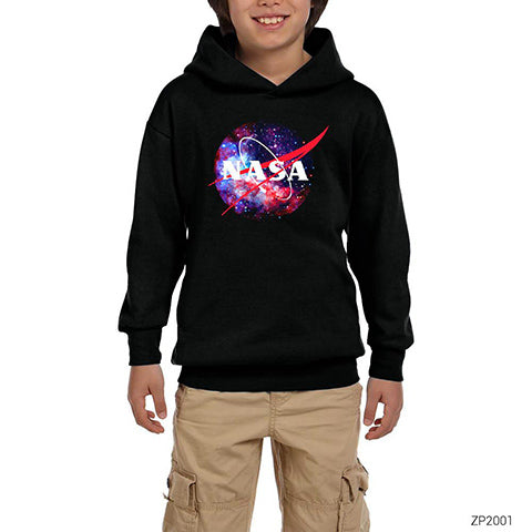 Nasa Galactic Siyah Çocuk Kapşonlu Sweatshirt