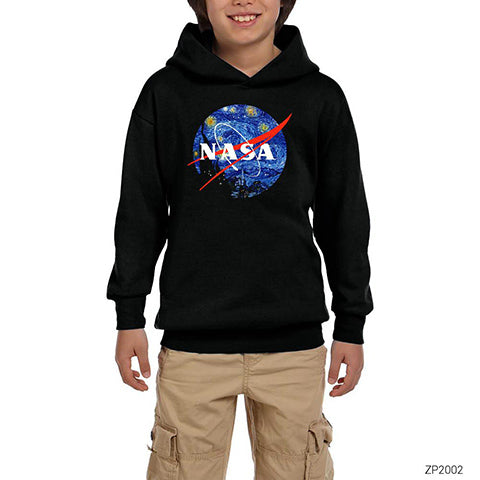 Nasa Paint Siyah Çocuk Kapşonlu Sweatshirt