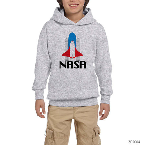 Nasa Rocket Gri Çocuk Kapşonlu Sweatshirt