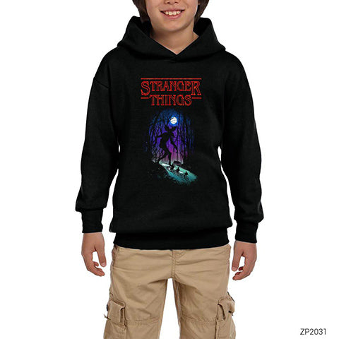 Stranger Things Demogorgan Siyah Çocuk Kapşonlu Sweatshirt