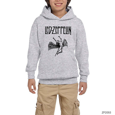 Led Zeppelin Icarus Gri Çocuk Kapşonlu Sweatshirt