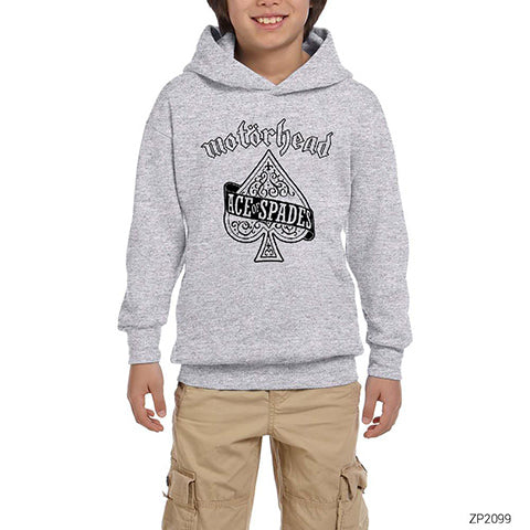 Motörhead Ace of Spades Gri Çocuk Kapşonlu Sweatshirt
