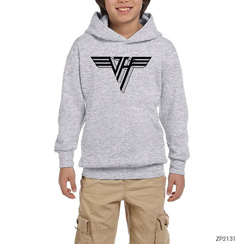 Van Halen 3D Logo Gri Çocuk Kapşonlu Sweatshirt