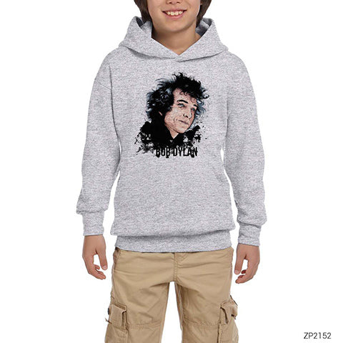 Bob Dylan Face Gri Çocuk Kapşonlu Sweatshirt