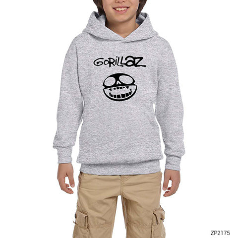 Gorillaz Smile Gri Çocuk Kapşonlu Sweatshirt