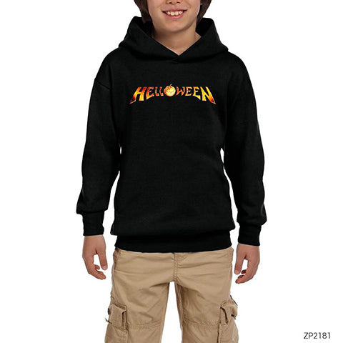 Helloween Logo Siyah Çocuk Kapşonlu Sweatshirt