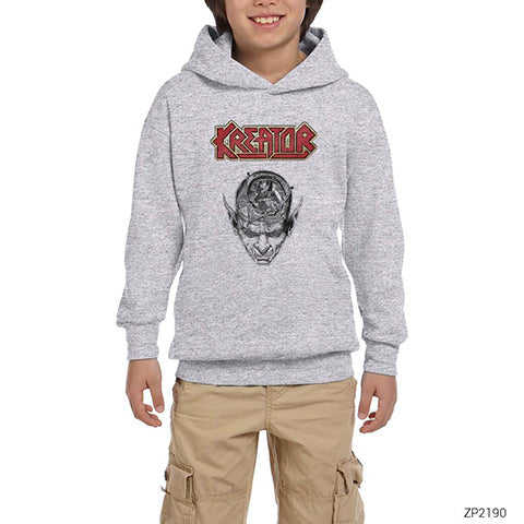 Kreator in Head Gri Çocuk Kapşonlu Sweatshirt