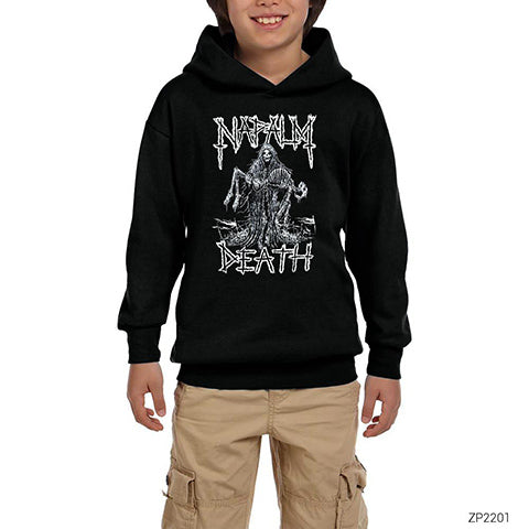 Napalm Death Skeleton Siyah Çocuk Kapşonlu Sweatshirt