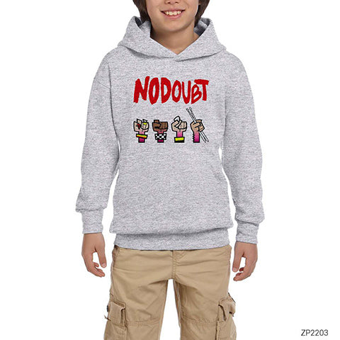 No Doubt Cartoon Gri Çocuk Kapşonlu Sweatshirt